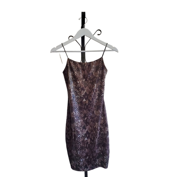 Chocolate Dresses & Skirts - NWT Chocolate Brown Snake Print Mini Dress, Small